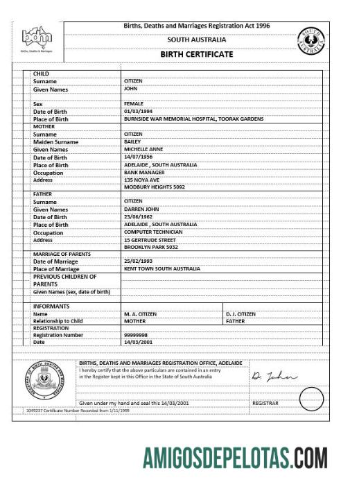 Para baixar modelo de certidão de nascimento do Território da Capital Australiana da Austrália em formato Word, versão 1